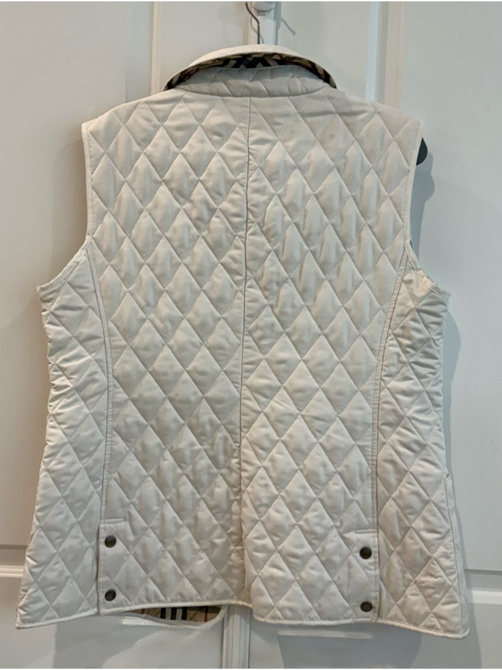Burberry Quilted Vest Cream Nova Check Lining XL - Picture 2 of 6
